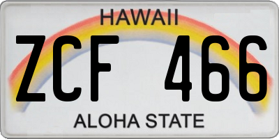 HI license plate ZCF466