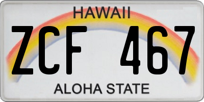 HI license plate ZCF467