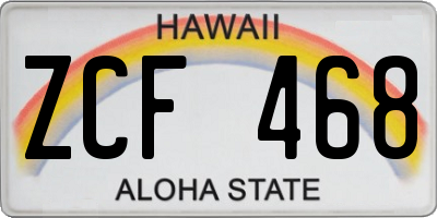 HI license plate ZCF468