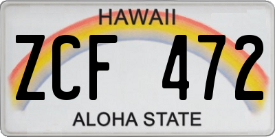 HI license plate ZCF472
