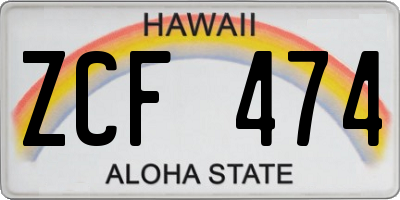 HI license plate ZCF474