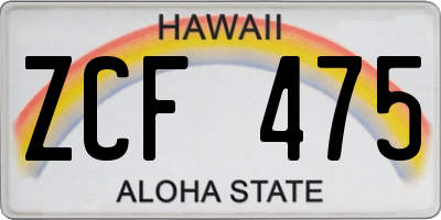 HI license plate ZCF475