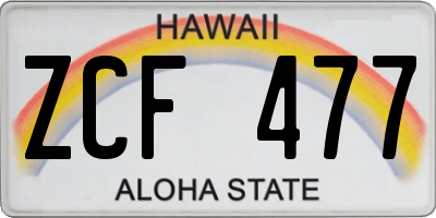 HI license plate ZCF477