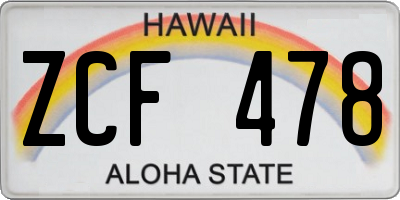 HI license plate ZCF478