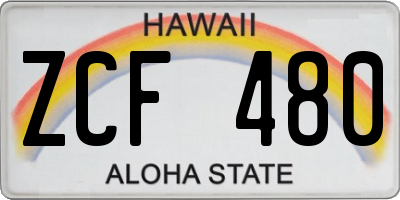 HI license plate ZCF480