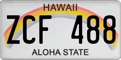 HI license plate ZCF488