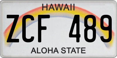 HI license plate ZCF489