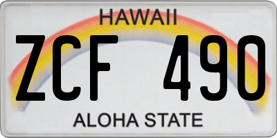 HI license plate ZCF490