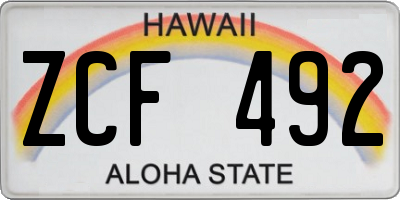 HI license plate ZCF492