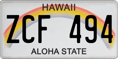 HI license plate ZCF494