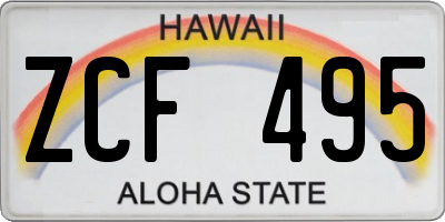 HI license plate ZCF495