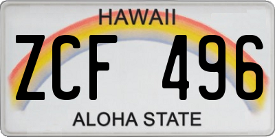HI license plate ZCF496