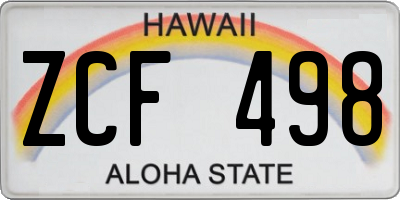 HI license plate ZCF498