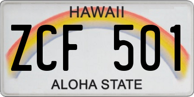HI license plate ZCF501