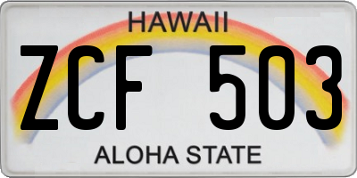 HI license plate ZCF503