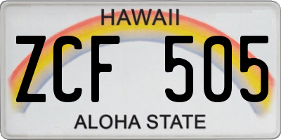 HI license plate ZCF505