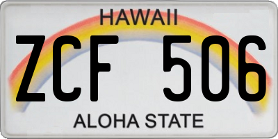 HI license plate ZCF506