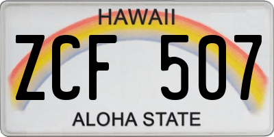HI license plate ZCF507