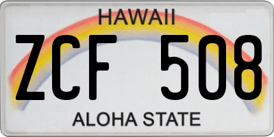 HI license plate ZCF508