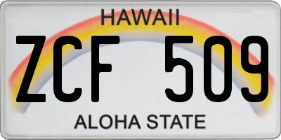 HI license plate ZCF509