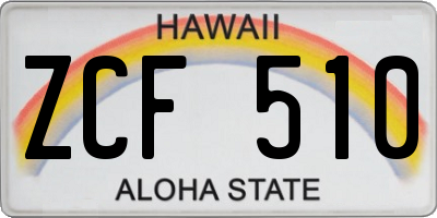HI license plate ZCF510