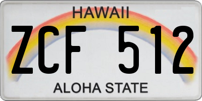 HI license plate ZCF512