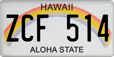 HI license plate ZCF514