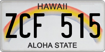 HI license plate ZCF515