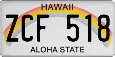 HI license plate ZCF518