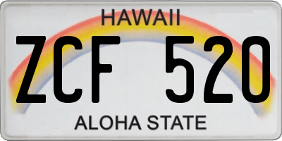 HI license plate ZCF520