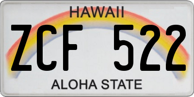 HI license plate ZCF522