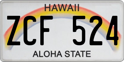 HI license plate ZCF524
