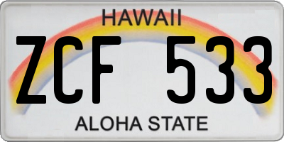 HI license plate ZCF533