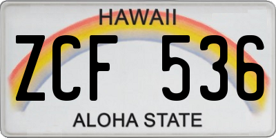 HI license plate ZCF536