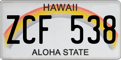HI license plate ZCF538