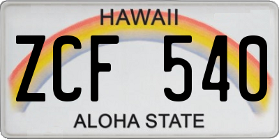 HI license plate ZCF540