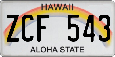 HI license plate ZCF543