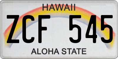 HI license plate ZCF545