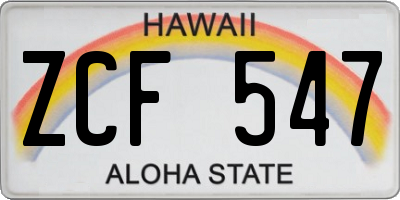 HI license plate ZCF547