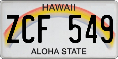 HI license plate ZCF549