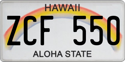 HI license plate ZCF550