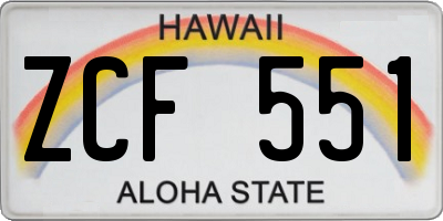 HI license plate ZCF551