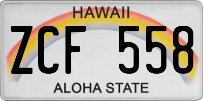 HI license plate ZCF558