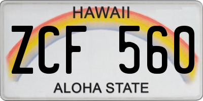 HI license plate ZCF560