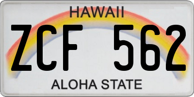 HI license plate ZCF562