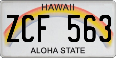 HI license plate ZCF563