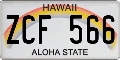 HI license plate ZCF566
