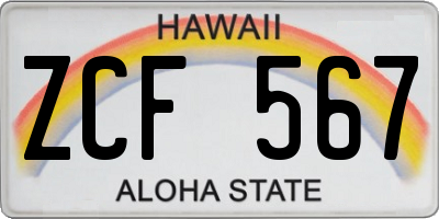 HI license plate ZCF567