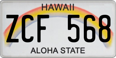 HI license plate ZCF568