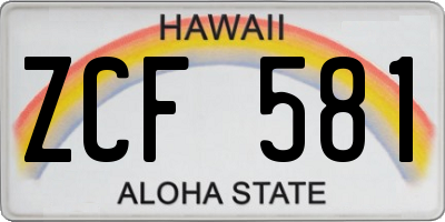HI license plate ZCF581